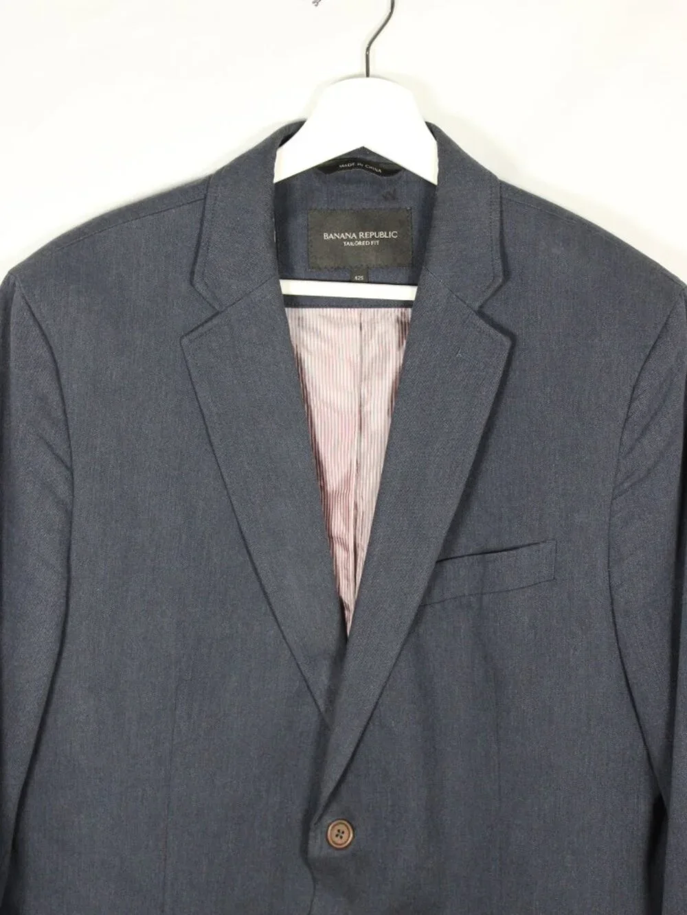 Banana Republic Tailored Fit Blazer Mens 42S Navy Blue Cotton Blend Suit Jacket